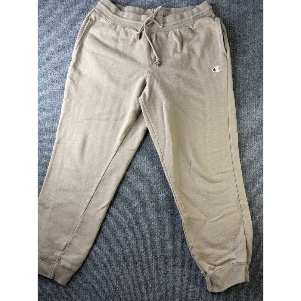 Champion Reverse Weave Jogger Sweatpants‎ Men's XL Tan Drawstring Cuffed